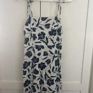 Floral Strappy Midi Dress in Black and White